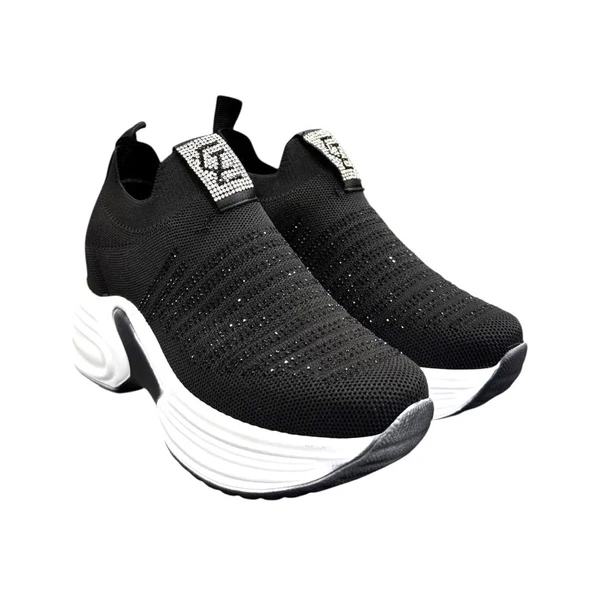 Aybaak 5006 Triko Taşlı Dolgu Topuk Kadın Ayakkabı Sneaker - 5