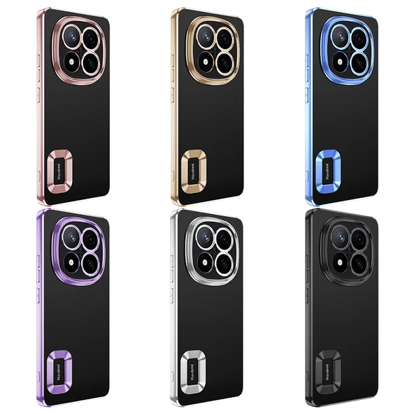 Xiaomi Poco X7 Kılıf Logo Gösteren Parlak Kenarlı Kamera Lens Korumalı Şeffaf Omega Silikon Kapak - Resim 6