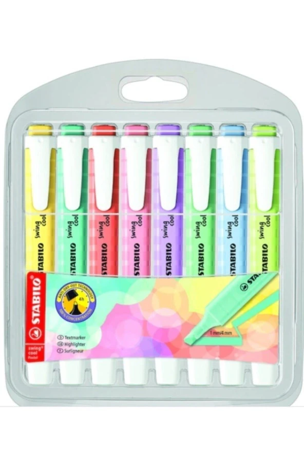 Stabilo Swing Cool Pastel 8li İşaretleme Kalemi Seti (Yeni Renkler) 275/8-08-1 Fosforlu Kalem