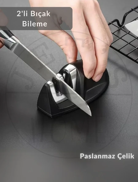 Bıçak Bileme Aleti iki Kısımlı Et Bıçağı Bileyici Paslanmaz Çelik 10 cm