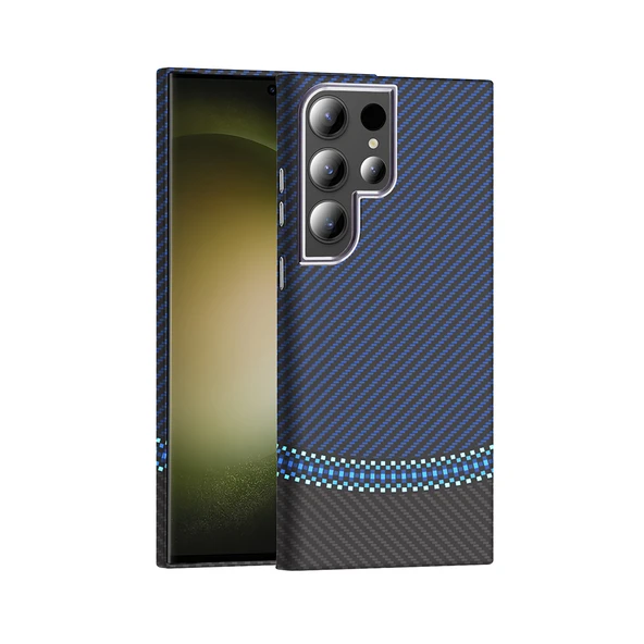 Galaxy S24 Ultra Kılıf M-safe Şarj Özellikli Karbon Fiber Görünümlü Gros Kılıf - Resim 5