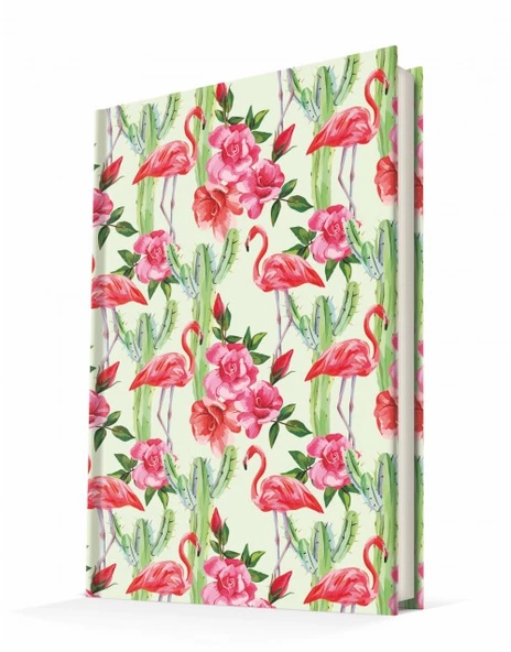 Deffter Flamingo Cactus 96 Yaprak Çizgili Sert Kapak Defter