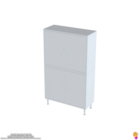 Modilayn İLKİM 85x138x32,5 cm Ekstra Düzen İçin Kullanışlı 4 Kapak 4 Bölmeli Banyo Mutfak Dolabı - 6