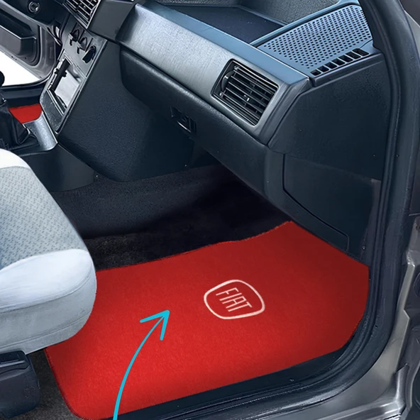 Fiat Tipo Tempra uyumlu 5 Parça Nakışlı Kırmızı Araç Oto Halı Paspas