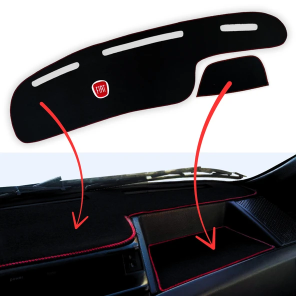 Fiat Tipo Tempra Nakışlı Torpido Kaplama Koruma Halısı Örtüsü - Resim 3