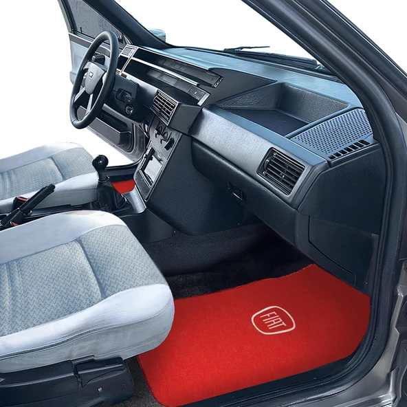 Fiat Tipo Tempra uyumlu 5 Parça Nakışlı Kırmızı Araç Oto Halı Paspas - Resim 3