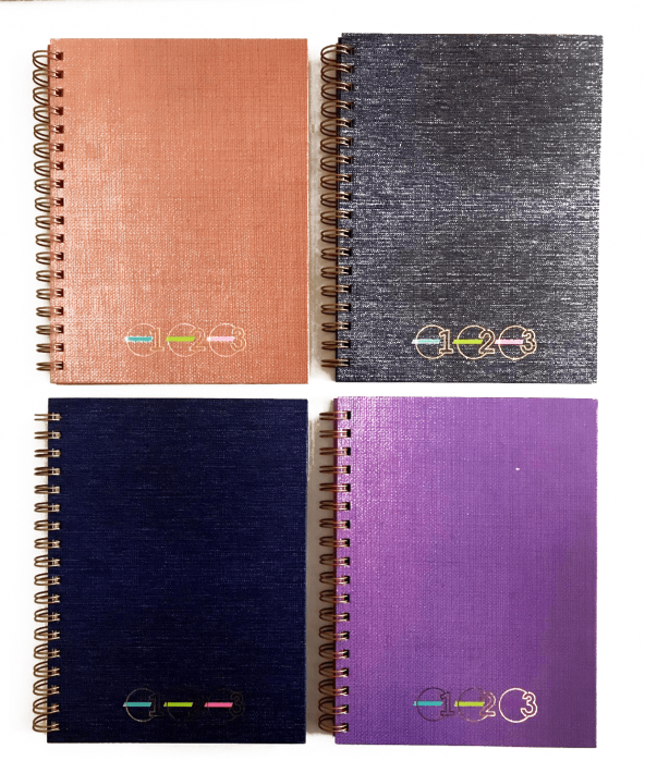 Keskin Color 40Çizgili+30Kareli+30Noktalı=100 Yaprak Yaldızlı Sert Kapak Spiralli Ayraçlı Defter