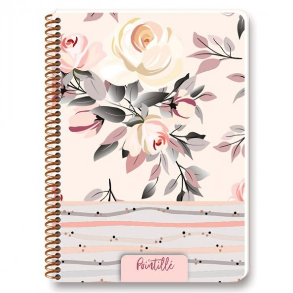 Keskin Color Pointille 20x28cm Plastik Kapak 80 Yaprak Kareli Spiralli Defter
