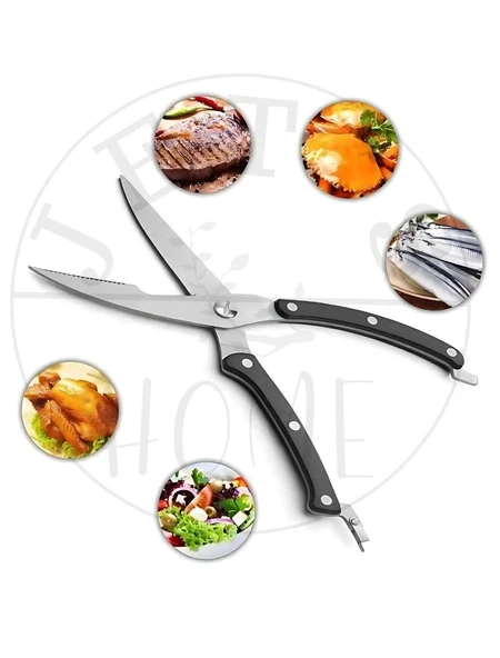 Fonksiyonel Tavuk Makası Paslanmaz Balık Et Salata Kesici Makas - 2