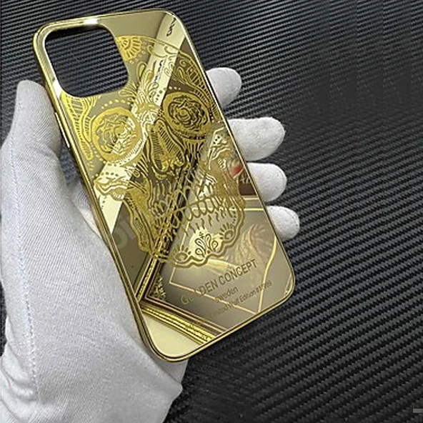 Apple iPhone 11 Pro Max Uyumlu Kuru Kafa Gold Kılıf - 5