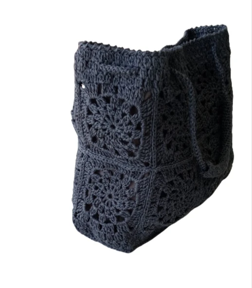 KADIN Hand Made yazlık kadın lacivert omuz çantası