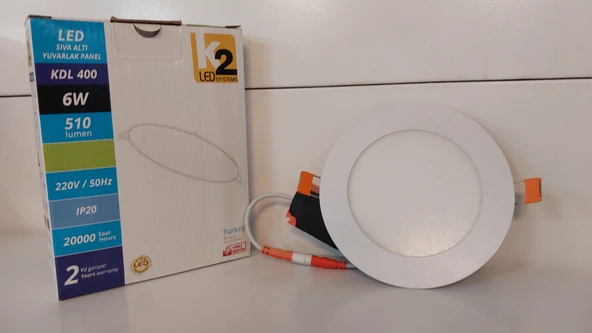 10 Adet Global K2 KDL400 6W 6500K Beyaz Smd Yuvarlak Slim Led Panel - 3