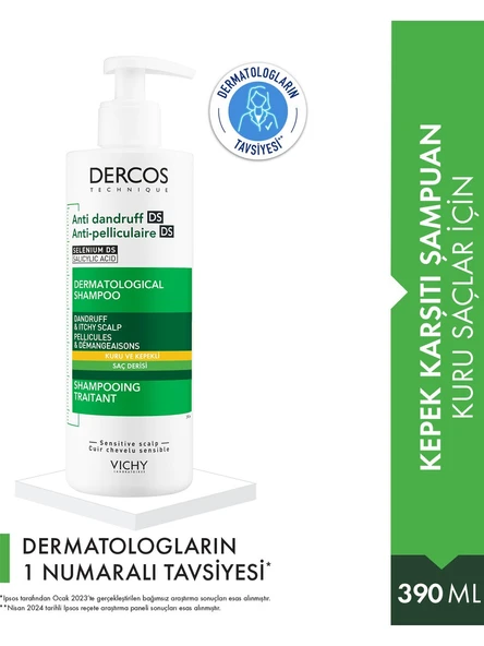 Vichy Dercos Şampuan Kuru ve Kepekli 390 ml K9623