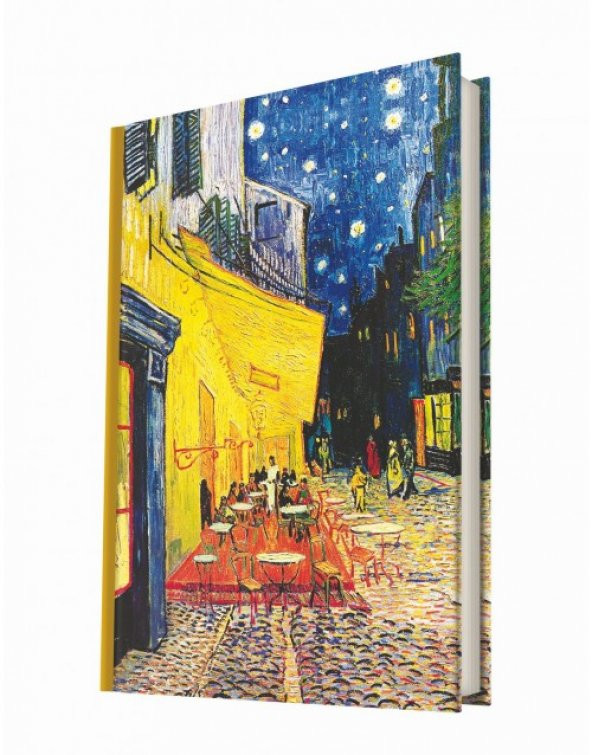 Deffter Art Of World Van Gogh Café Terrace at Night 96 Yaprak Çizgili Sert Kapak Defter