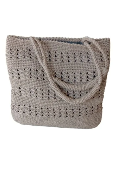 KADIN Hand Made yazlık kadın sütlü kahve omuz çantası