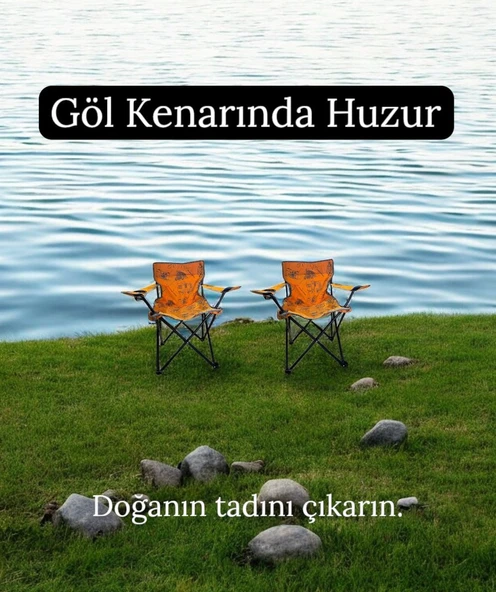 Katlanır kamp sandalyesi - 2 li kollu piknik sandalyesi koltuk taşıma çantalı