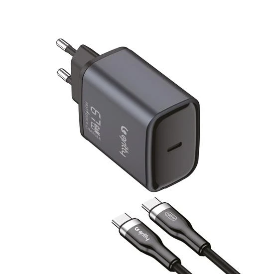 Gritty GAN 67W Notebook Şarjlı USB-C Hızlı Şarj Aleti+Type-C to Type-C Şarj Kablosu ( 100cm) Siyah(GC-C67CC)