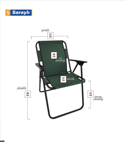 Katlanır kamp sandalyesi - 2 li kollu piknik sandalyesi koltuk - 4