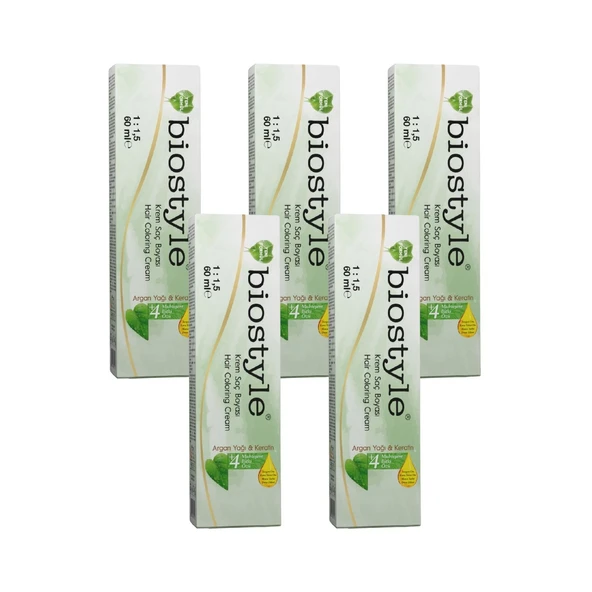 Biostyle Bitki Özlü Argan ve Keratin 5.66 Yoğun Kızıl 5 Adet 60 ML Saç Boyası Oksidansız