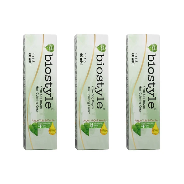 Biostyle Bitki Özlü Argan ve Keratin 8.34 Açık Karamel 3 Adet 60 ML Saç Boyası Oksidansız