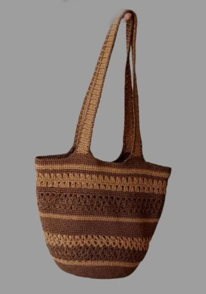 KADIN Hand Made yazlık kadın tarçın rengi omuz çantası - 2