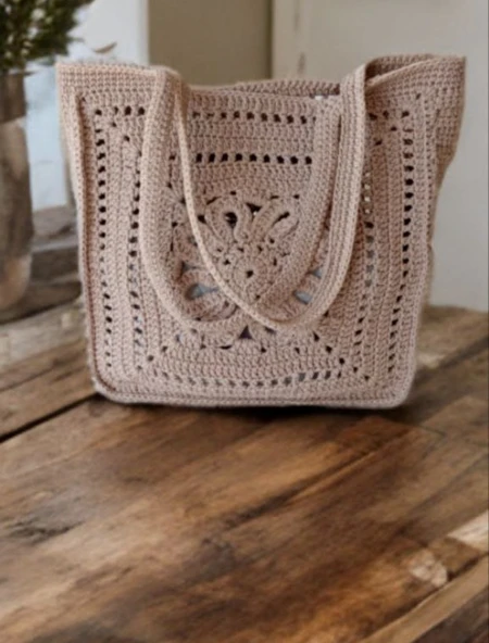 KADIN Hand Made yazlık kadın özel motifli omuz çantası