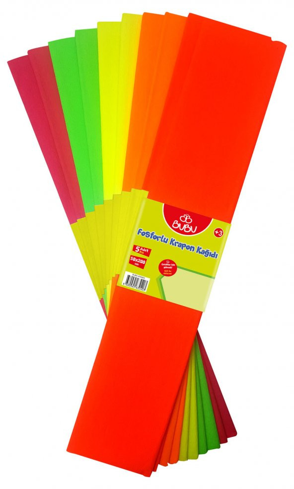 Bu-Bu Krapon Kağıdı 5 Renk 50x200 cm Fosforlu KR0003