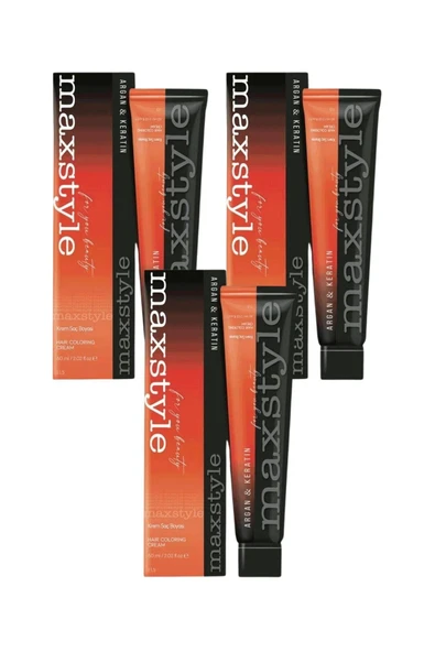 Maxstyle SPS355 Argan ve Keratin 2025/06.22 Patlıcan Moru 60 Ml 3 Adet Saç Boyası Oksidansız - 2