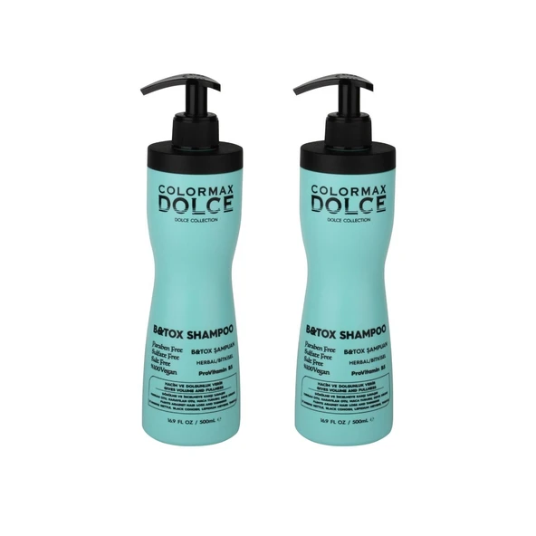 Colormax Dolce NEW Series B&Tox Kompleks ProVitamin B5 Vegan Şampuan 500 ML 2 Adet