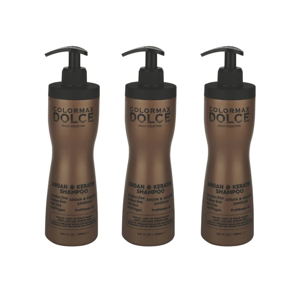 Colormax Dolce NEW Series Argan ve Keratinli ProVitamin B5 Vegan Şampuan 500 ML 3 Adet