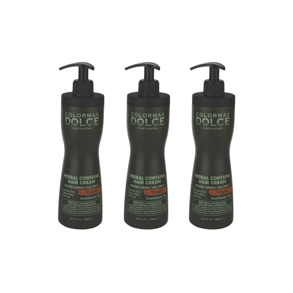 Colormax Dolce NEW Series Bitkisel İçerikli ProVitamin B5 Vegan Saç Kremi 500 ML 3 Adet