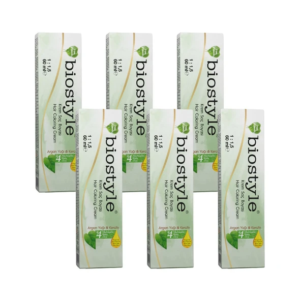 Biostyle Bitki Özlü Argan ve Keratin 8.00 Yoğun Açık Kumral 6 Adet 60 ML Saç Boyası Oksidansız