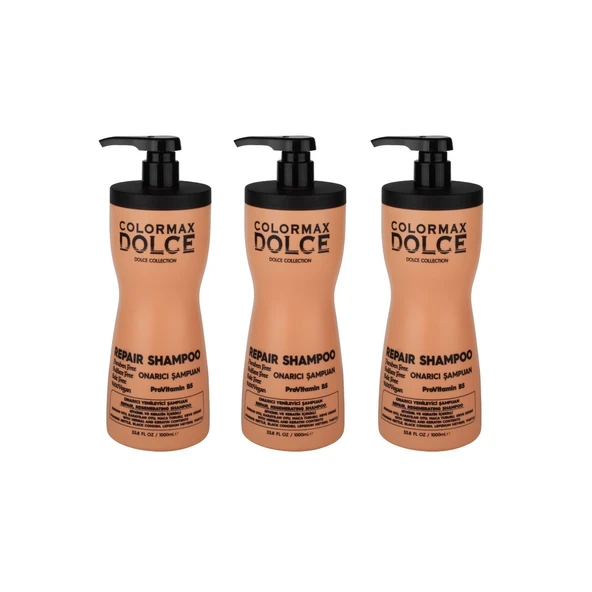 Colormax Dolce NEW Series Onarıcı ProVitamin B5 Vegan Şampuan 1000 ML 3 Adet