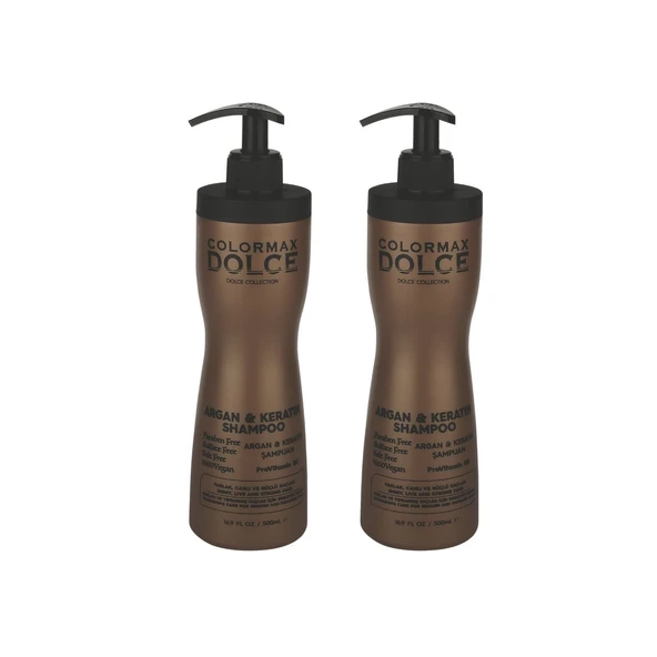 Colormax Dolce NEW Series Argan ve Keratinli ProVitamin B5 Vegan Şampuan 500 ML 2 Adet