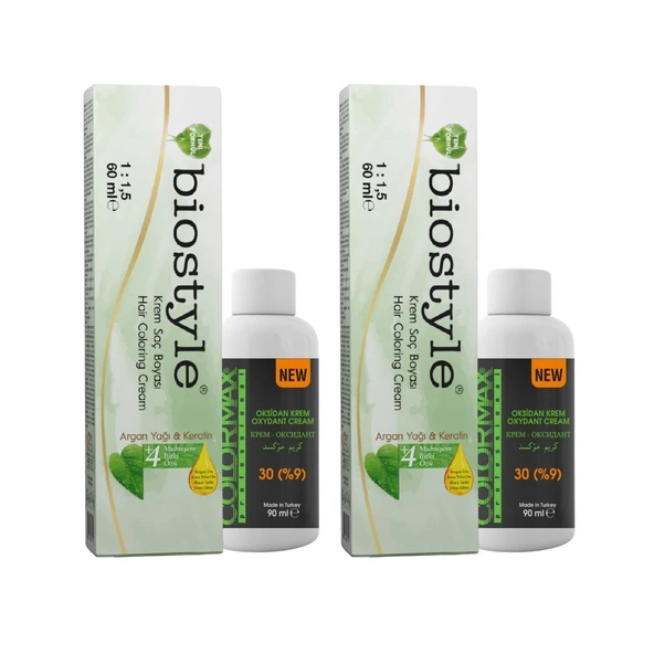 Biostyle Bitki Özlü Argan ve Keratin 8.00 Yoğun Açık Kumral 2 Adet 60 ML Saç Boyası + 2 Adet Oksidan