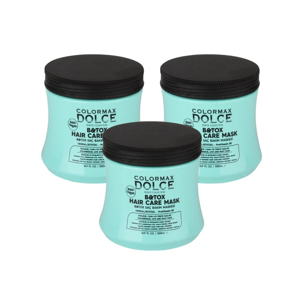 Colormax Dolce NEW Series B&Tox ProVitamin B5 Vegan Saç Maskesi 500 ML 3 Adet