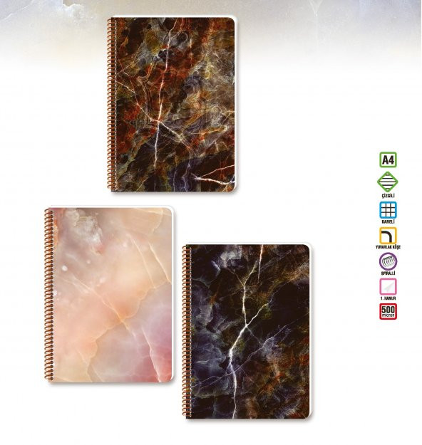 Keskin Color Onyx A4 60 Yaprak Çizgili Plastik Kapak Spiralli Defter