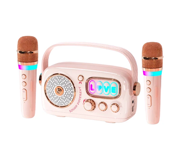 Zealsound Karaoke Hoparlör Seti | 2 Mikrofon, RGB Işıklı| Taşınabilir Bluetooth Karaoke Box