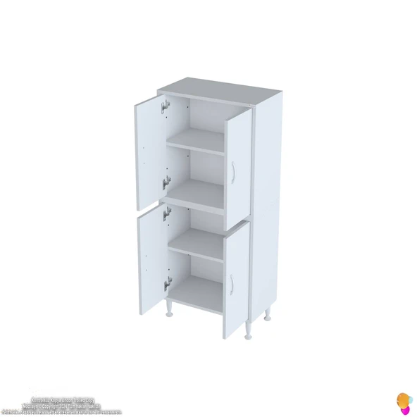 Modilayn İLKİM 60x138x32,5 cm Ekstra Düzen İçin Kullanışlı 4 Kapak 4 Bölmeli Banyo Mutfak Dolabı - 7