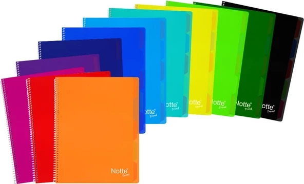 Notte Trend Plastik Kapak A4 40 Yaprak Çizgili Spiralli Defter