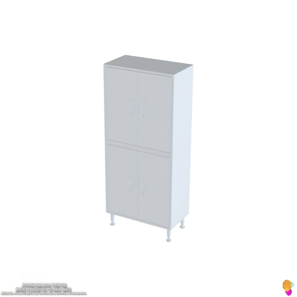 Modilayn İLKİM 60x138x32,5 cm Ekstra Düzen İçin Kullanışlı 4 Kapak 4 Bölmeli Banyo Mutfak Dolabı - 6