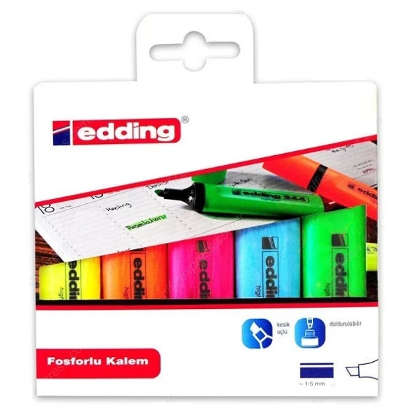 Edding 344  Fosforlu Kalem 5li Set