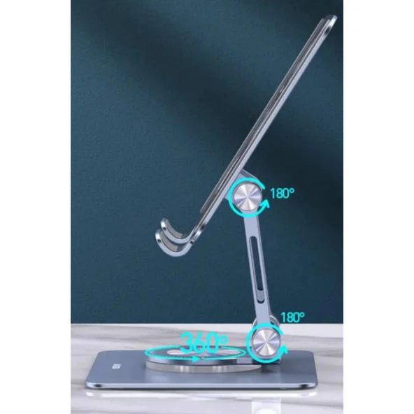 Ozmik Tablet&Telefon Standı 360 Dönebilen Yükseklik Ayarlı Metal Tablet Tutucu Yükseltici Stand - 3
