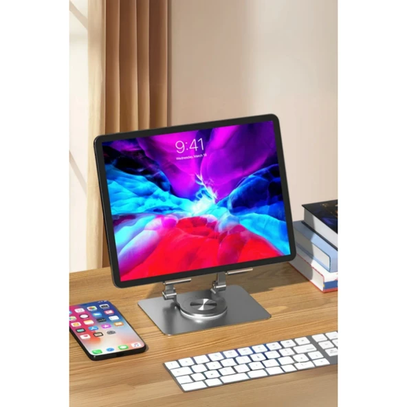 Ozmik Tablet&Telefon Standı 360 Dönebilen Yükseklik Ayarlı Metal Tablet Tutucu Yükseltici Stand - 2