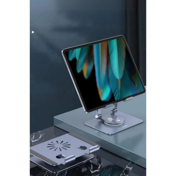 Ozmik Tablet&Telefon Standı 360 Dönebilen Yükseklik Ayarlı Metal Tablet Tutucu Yükseltici Stand - 4