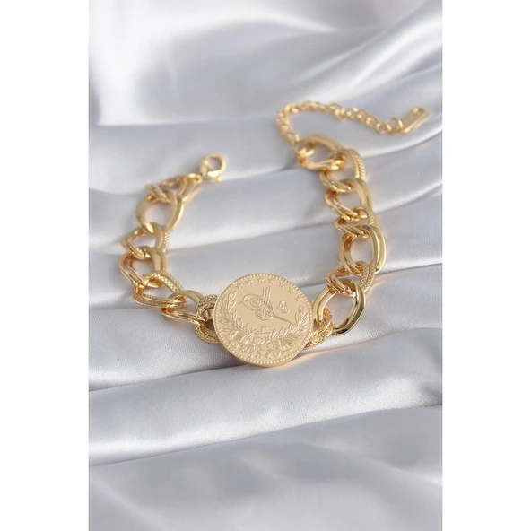 316L Çelik Gold Renk Reşt Altın Model Samanyolu Kadın Bileklik - TJ-BB5867