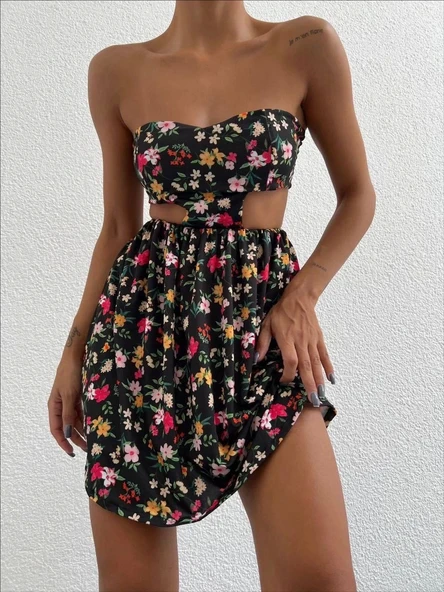 Straplez elbise baskılı - 3