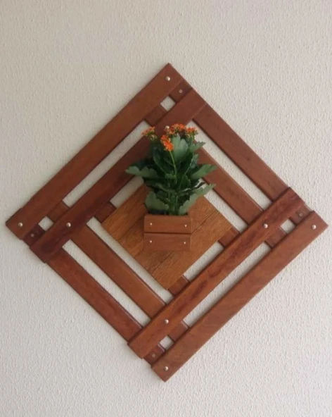 KUZELA  Ahşap Duvar Saksı Çiçekçilik