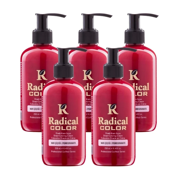 Radical Color NEW 25/Pomegranate Amonyaksız Su Bazlı Saç Boyası 250 ML 5 Adet Nar Çiçeği