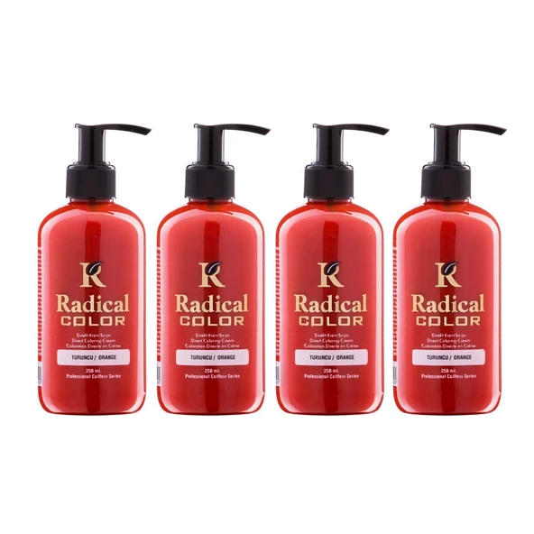 Radical Color NEW 25/Orange Amonyaksız Su Bazlı Saç Boyası 250 ML 4 Adet Turuncu